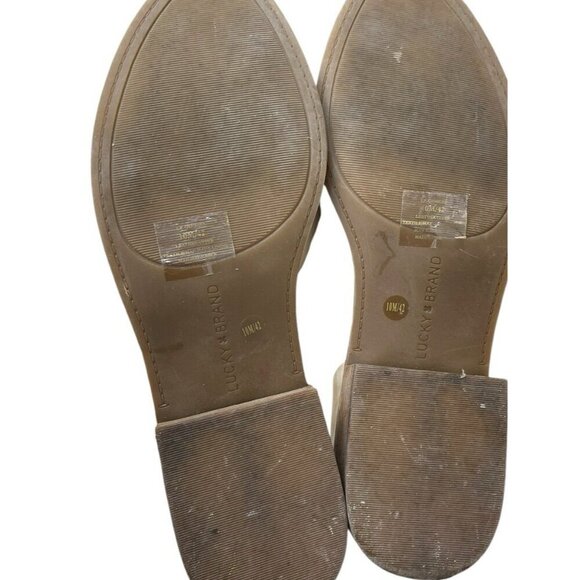 Lucky Brand Gennifa Cutout Stacked Heel Loafer In Stone Leather Size 10 - Picture 4 of 7